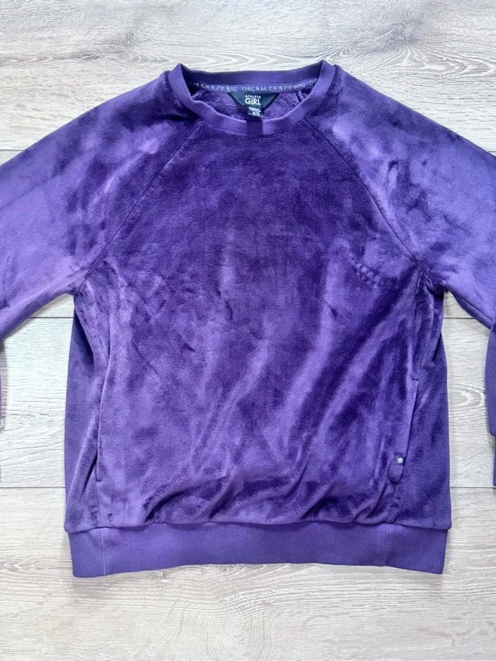 Athleta Girl Double Cozy Karma Velour Pullover Crewneck Plum Purple